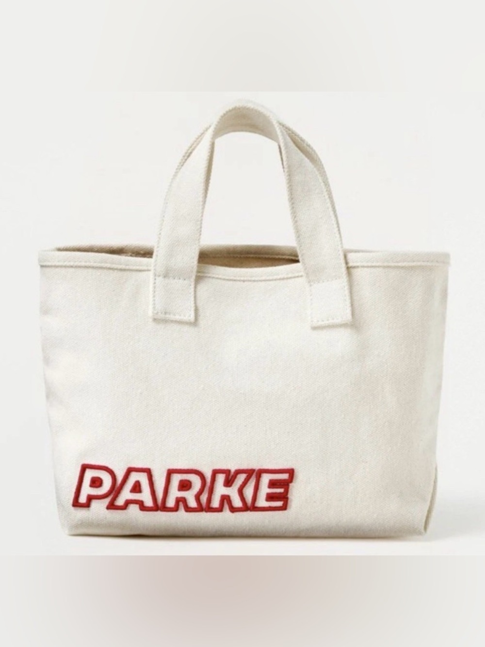 Parke Target Collab Mini Tote Cream Canvas Tote with Red Embroidered Logo